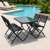 Uplion Ensemble de meubles de patio d'extérieur au design moderne, vente en gros de 4 chaises, table de jardin pliante avec salle à manger en métal pour l'atelier de la salle du parc