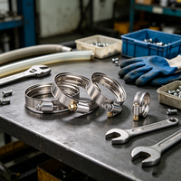 Collier de serrage en acier antirouille pour tuyau, finition naturelle, plusieurs options de matériaux, tailles personnalisées disponibles pour l'installation de tuyaux industriels