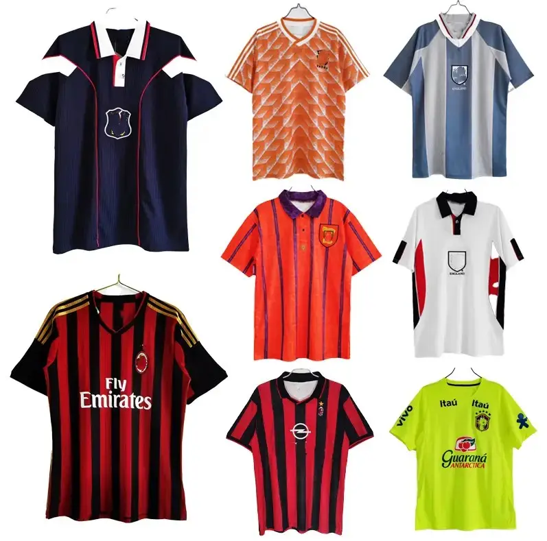 2023 vente en gros de haute qualité impression personnalisée séchage rapide classique rétro chemise Vintage football hommes maillot de Football