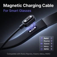 Cable de Carga Magnético Personalizado de 2 Pines 2 en 1, TPE Negro, 12V 2A, para Gafas Inteligentes con IA y Anillo de Energía