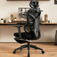 Chaise de bureau pivotante à dossier haut en maille, chaise de bureau à domicile, chaise de bureau ergonomique avec accoudoirs 3D réglables, chaise de direction en PU