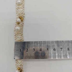 KUQI Garniture de luxe faite à la main en perles avec des perles dorées et un tube métallique argenté <span class=keywords><strong>pour</strong></span> robe de mariée et vêtements G005 - Product Image 2