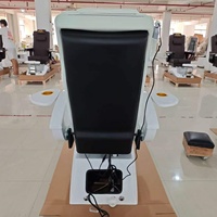 Fauteuil de pédicure électrique de luxe moderne pour salon de manucure avec base LED et base dorée, pompe de vidange intégrée, idéal pour salon de beauté
