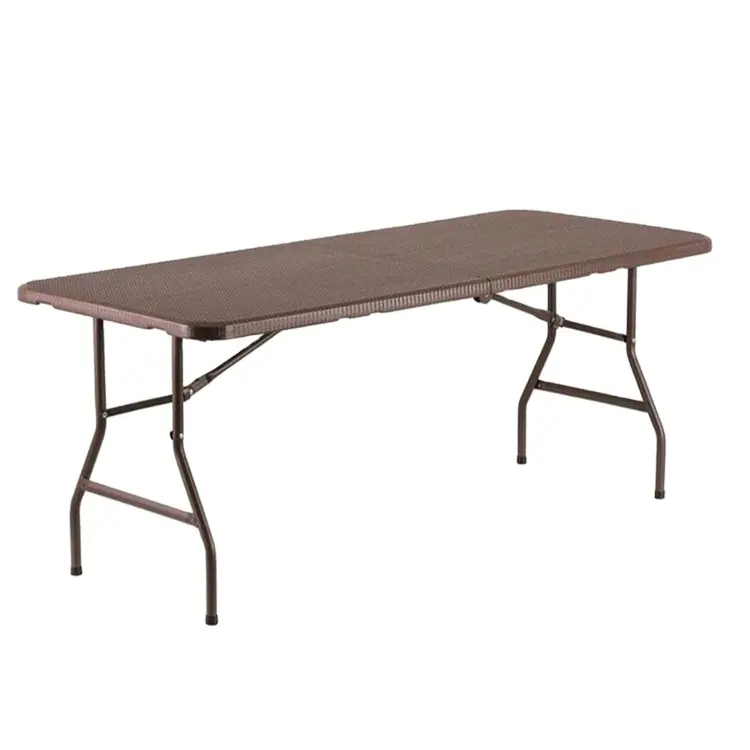 HONGQIAO 도매 6FT 야외 테이블 HDPE 플라스틱 접이식 테이블 등나무 대여 야외 플라스틱 연회 접이식 캠핑 테이블