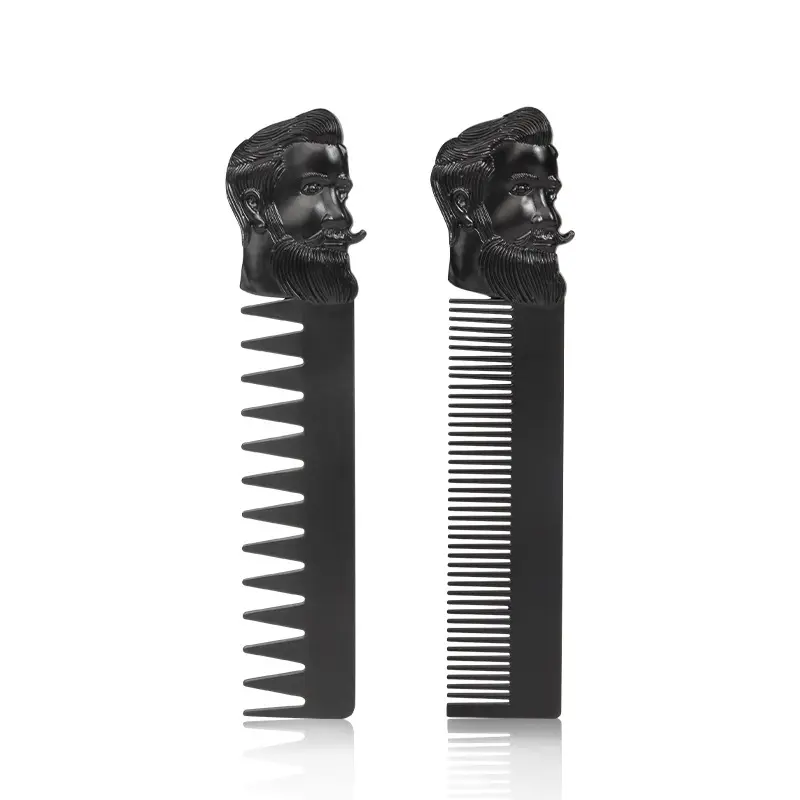 Hot Sale Comb Black Small Beard Styling Brush Professional Shave Beard Brush Barber Vintage Carving Cleaning Brush