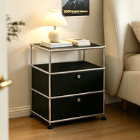 Table de chevet modulaire en acier inoxydable, 1x2, 1 porte battante, moderne, pliable et écologique, facile à assembler, personnalisable
