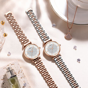 Montre-bracelet pour femme 2533, luxe, boîtier en acier inoxydable 32 mm, verre en cristal de quartz, étanche 3 BAR, personnalisable - Product Image 5