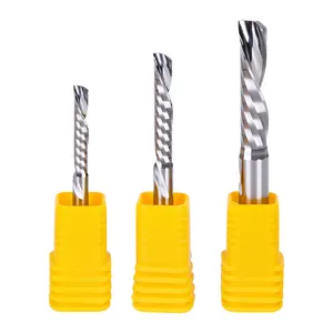 DouRuy Single Flute Down Cutter End Mill Helical Carbide Milling Tool Bit For Cutting Grooving Wood PVC Plastic