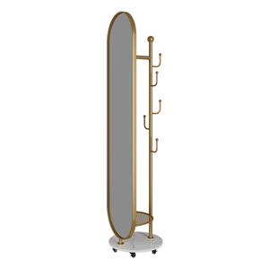 Specchio Ovale Personalizzabile in Lega di Alluminio da Pavimento a Soffitto <span class=keywords><strong>con</strong></span> <span class=keywords><strong>Appendiabiti</strong></span> per Casa/Hotel - Product Image 5