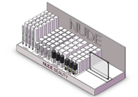 Nouveau support d'affichage de maquillage de brillant à lèvres de 7 rangées pour magasin de détail à Nice Pink avec miroir