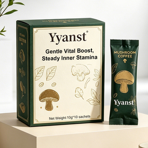 Café con Hongos para un Impulso Vital Suave, 10g*10 Sobres, Caja con Diseño de Hongos Verde Oscuro y Dorado, Compatible con OEM, Venta al por Mayor, Marca Privada - Product Image 4