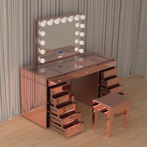 Tavolo da toeletta da donna di lusso rosa lucido di lusso con Design moderno in stile scandinavo all'ingrosso di fascia alta - Product Image 2