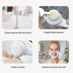 Trong kho 2-in-1 đa chức năng nylon và Silicone Facial <span class=keywords><strong>Cleansing</strong></span> Brush nhựa mặt Sữa rửa mặt với logo/mô hình ghi nhãn - Product Image 5