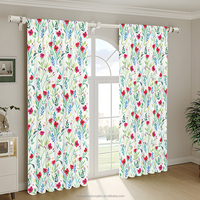 Gorden Semi-Blackout Motif Bunga, 59*65 Inci, Tirai Penghalang Cahaya dengan Grommet untuk Rumah, Ruang Tamu atau Kamar Tidur, 2 Panel