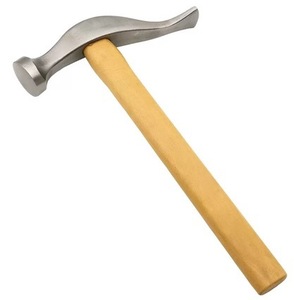 Marteau en acier inoxydable avec manche en bois, face ronde, outil de bricolage pour la réparation du cuir - Product Image 1
