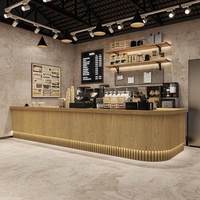 Meubles de présentation de boissons modernes et luxueux, comptoir de café en bois personnalisé