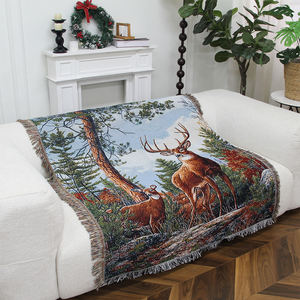 Jacquard permadani tenun empat musim Portabel personalisasi kustom Sofa piknik berkemah selimut lempar - Product Image 3