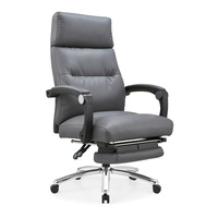 Fauteuil de bureau moderne en cuir à dossier haut, pivotant, avec appui-tête réglable, siège roulant et repose-jambes pour bureau à domicile