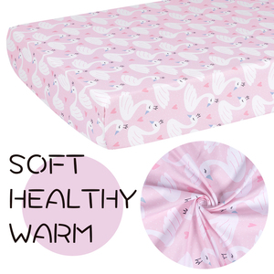 <span class=keywords><strong>Coprimaterasso</strong></span> Stampato con Cigno Rosa, Lenzuolo per Culla e Mini <span class=keywords><strong>Lettino</strong></span>, 100% Cotone Biologico, Biancheria da Letto per Neonati - Product Image 2