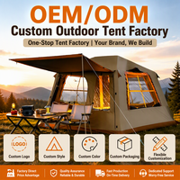 Grande tente cabane gonflable quatre saisons à deux chambres, en tissu Oxford imperméable et coupe-vent, portable, pour glamping, avec auvent avant, plusieurs tailles