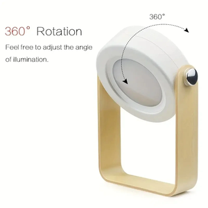 Lampe de lecture LED pliable avec poignée en bois – Lanterne télescopique portable, lampe de table rechargeable par USB – 3 températures de couleur, D - Product Image 2