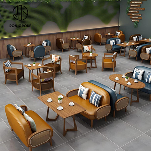 Vintage bulat Elm kedai kopi kayu kursi dan meja berlapis kulit Stan tempat duduk komersial restoran furnitur <span class=keywords><strong>Sofa</strong></span> - Product Image 2