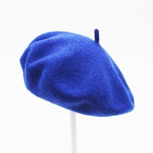 หมวกเบเร่ต์ผ้าขนสัตว์สีพื้นสำหรับผู้หญิงขายส่ง - Product Image 2