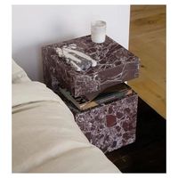 Table console moderne en marbre Rosso Levanto avec piétement surélevé pour villa, salon, hôtel