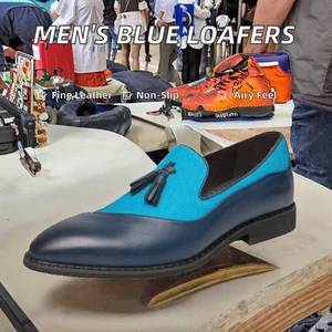 イタリアの革メンズドレスシューズホースビットローファータッセルスリップオン軽量アンチスリップ用プロムパーティー結婚式通気性 - Product Image 2