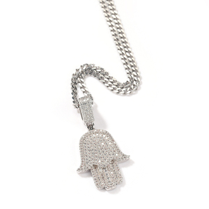 Commercio all'ingrosso di Hip Hop Ha Ghiacciato Fuori DELLA CZ della Mano di <span class=keywords><strong>Hamsa</strong></span> Pendente Della Collana Gioielli - Product Image 6