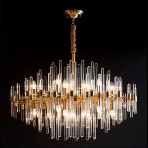 Vente chaude italien minimaliste cristal tube or lustres plafond luxe chambre restaurant lampe - Product Image 2