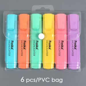 Ensemble de marqueurs à pointe biseautée Foska, 6 couleurs <span class=keywords><strong>pastel</strong></span> assorties, séchage rapide, non toxique, surligneur pour fournitures de bureau et scolaires - Product Image 6