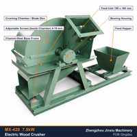 Usine de transformation des champignons MX-420, machine à sciure de bois, moteur 7,5 kW, ouverture d'alimentation 150x180 mm, disque en acier moulé, garantie 1 an