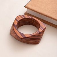 Bracelet en bois géométrique vintage fait main, carré, hexagonal, rétro, accessoire de bijouterie en bois pour femmes et hommes, vente en gros