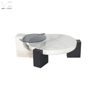 Mobilier moderne de luxe contemporain de style européen pour la maison Table d'appoint ronde en verre Ensemble de tables basses en marbre