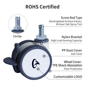 Rodízios TPE Pequenos e Silenciosos para Móveis de Escritório, Armários de Armazenamento, Rodas de 50mm, 65mm, 75mm para Mesas e Cadeiras de Conferência - Product Image 4