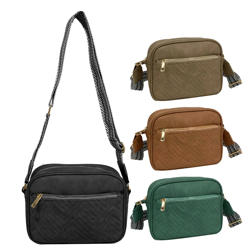 حقائب نسائية عالية الجودة محشوة محفظة جلد للنساء حقائب كتف صغيرة مع حزام واسع