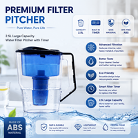 Teko Filter Air Alkali 2.5L dengan 6 Tahap Filtrasi, Bebas BPA, Pemurni Air Mineral