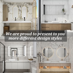 PA Hôtel Smart Mdf Armoire de toilette Étanche <span class=keywords><strong>Double</strong></span> Lavabo Salle de bain Vanité Avec Miroir Led - Product Image 5