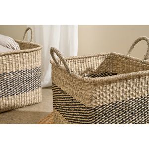 Handmade Classic Style <b>Rectangular</b> Seagrass Storage <b>Basket</b> With Handles Natural Eco Friendly Wholesale Vietnam Manufacturer - Product Image 5