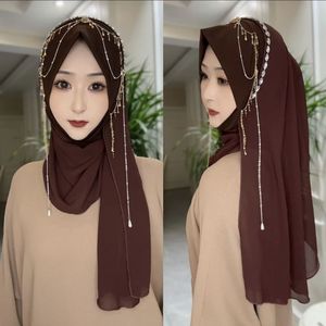 Hijab/Tudung en mousseline de soie fait main de haute qualité, à franges, pour les quatre saisons, avec bord souple, pour musulmanes, vente en gros OEM/ODM - Product Image 2