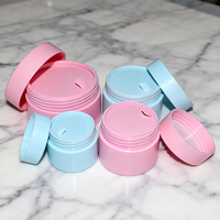 Pot cosmétique vide en plastique PP dépoli à double paroi, blanc, rose, bleu, avec logo personnalisé imprimé, 5g, 10g, 15g, 30g, 50g, 100g, 150g