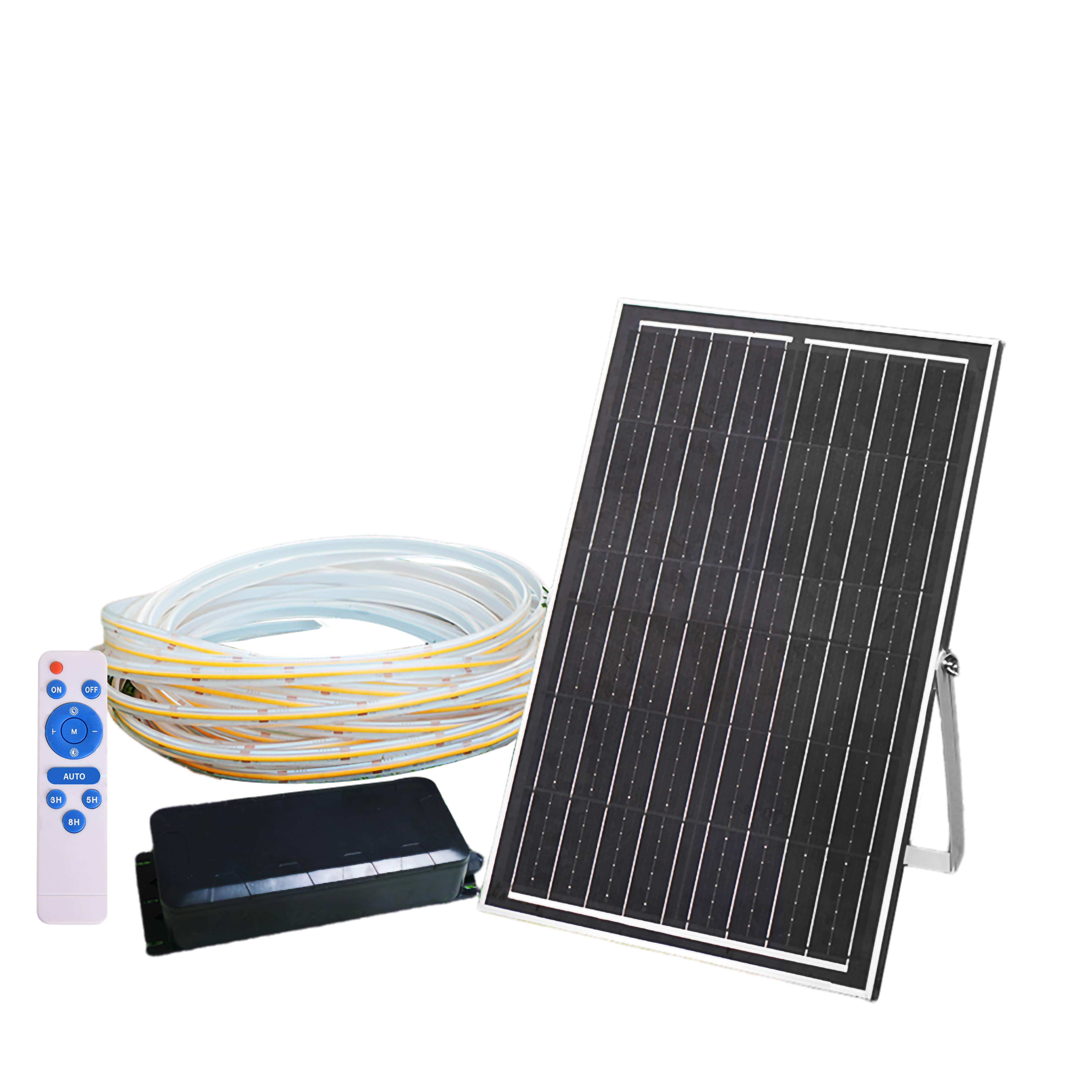 Conjunto de tira de luz solar de neon com controle remoto, painel solar de 36V, iluminação linear flexível, tubo de silicone Ip65, tira de luz solar macia