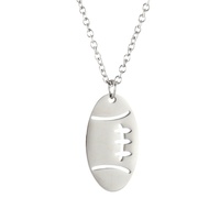 Nouveau Pendentif Rugby Creux En Acier Inoxydable Mignon Chaînes De Cuivre Clé Fleur Cadeau Religieux Diamant Zircon Sport Collier