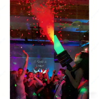 Pistolet à CO2 en métal avec télécommande LED et lumières multicolores pour fêtes, mariages, événements DJ, canon à confettis