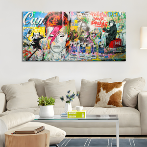 لوحة جدارية Banksy من القماش الكتاني لفن جوريلا الشارع رسم جرافتيي لوحات قماشية كبيرة لغرف المعيشة وغرف النوم ديكورات للمنزل مودرن - Product Image 6