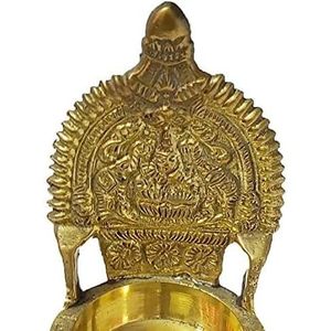 Lámpara de aceite dorada PARIJAT HANDICRAFT, hecha a mano en India, decorativa, de latón, diseño industrial moderno, Diwali, Uttar Pradesh - Product Image 3