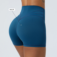Shorts de yoga rehausseurs de hanches en gros, shorts de course et de fitness extensibles à taille haute, pantalons moulants à taille croisée