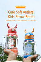 Gobelets en PC écologiques à grande capacité pour l'été, pour enfants et étudiants, avec motifs de dessins animés ; Bouteilles d'eau portables unisexes avec sangle, vente en gros