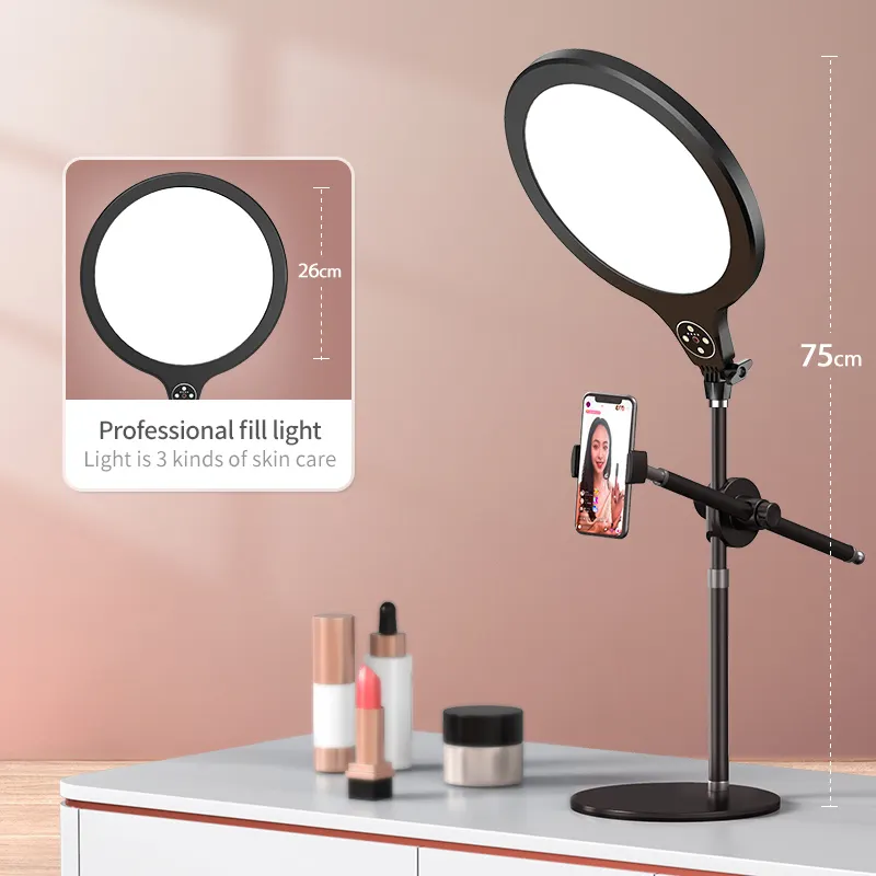 Led Luz de Preenchimento Com Suporte E Suporte Do Telefone 3500K-6000K Dimmable Selfie Filllight Para Youtube Vídeo Live Streaming Led Fill Light